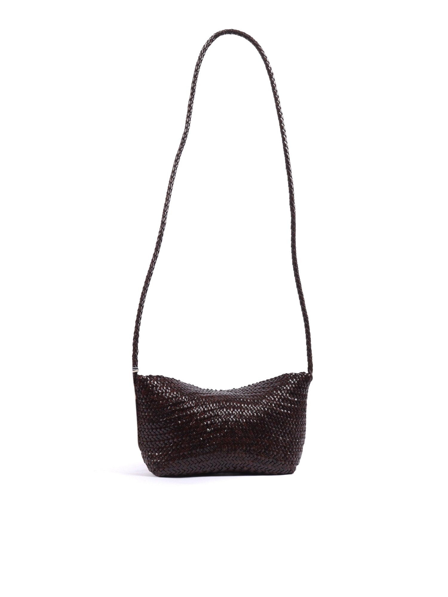 CORSINA DIAGONAL WEAVE Brown Calf Leather Shoulder Bag
