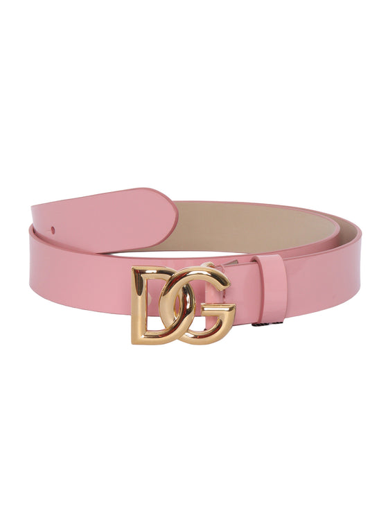 LOGO BELT Pink Calf Leather
