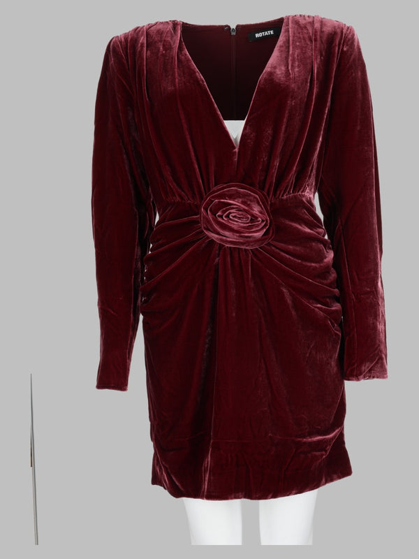 Mini Dress Bordeaux Silk Velvet Viscose