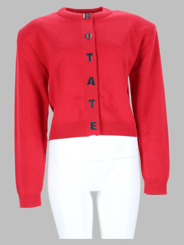 Cardigan Heavy Knit Red Organic Cotton Sweater