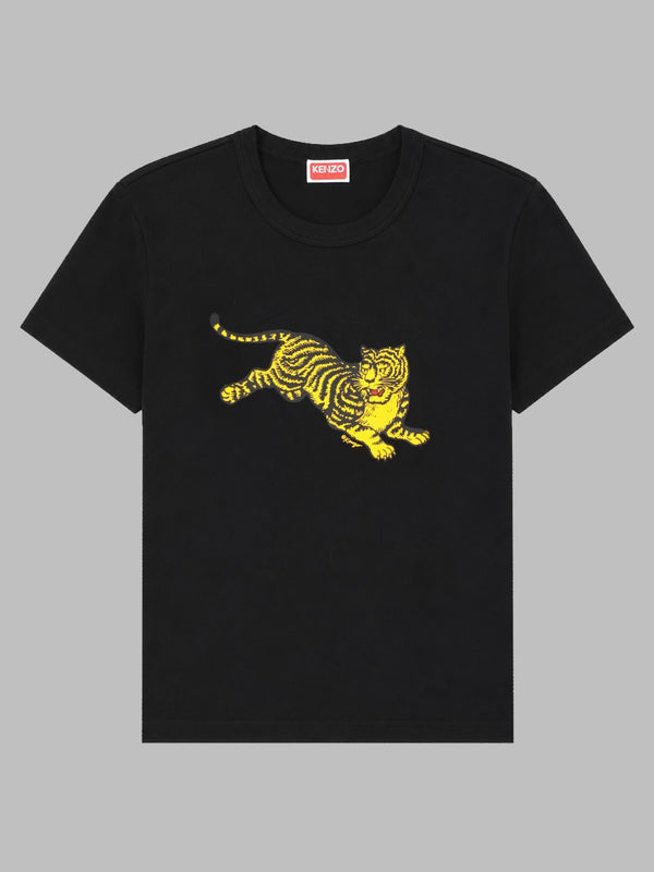 T-Shirt Jumping Tiger Black Cotton T-shirts