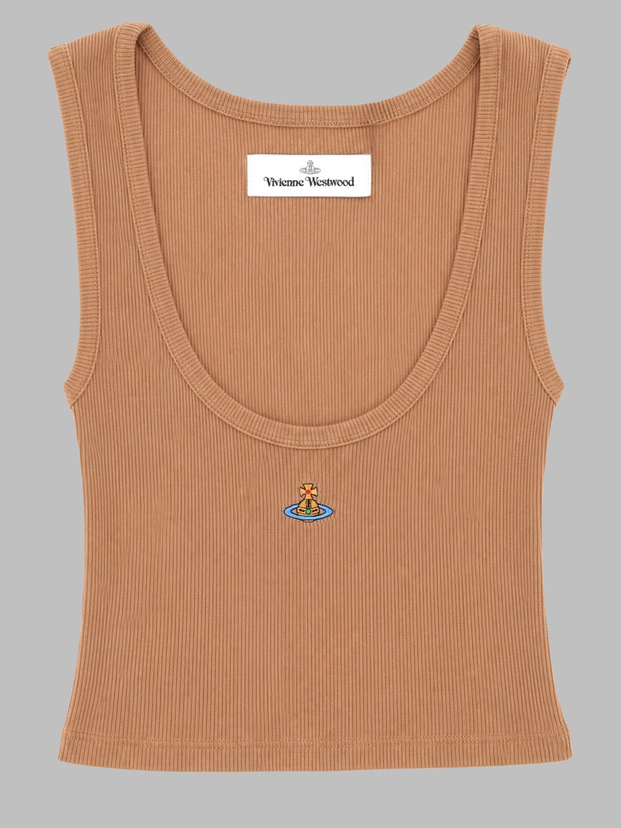 Logo Tank Top Brown Viscose