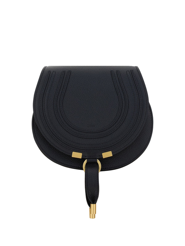 Small Marcie Leather Shoulder Bag Black Calf Bos Taurus