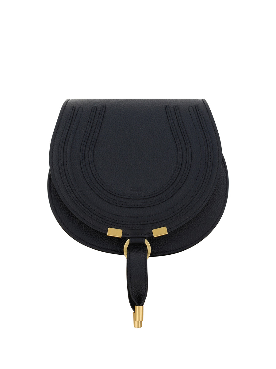 Small Marcie Leather Shoulder Bag Black Calf Bos Taurus