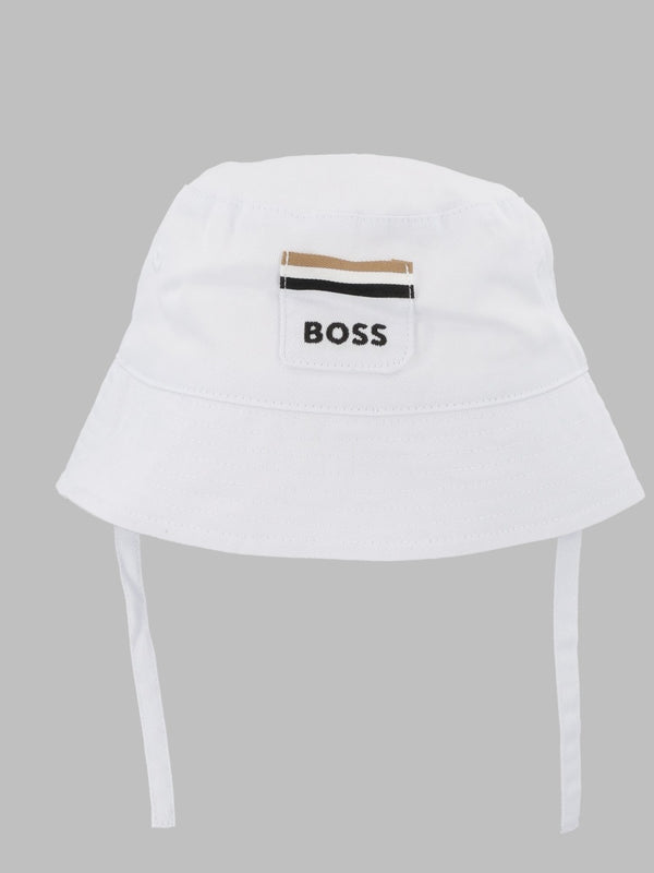 Cotton Beanie With Ties White Hat