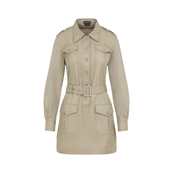 Tom Ford Safari Mini Dress Nude & Neutrals Cotton