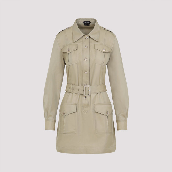 Tom Ford Safari Mini Dress Nude & Neutrals Cotton
