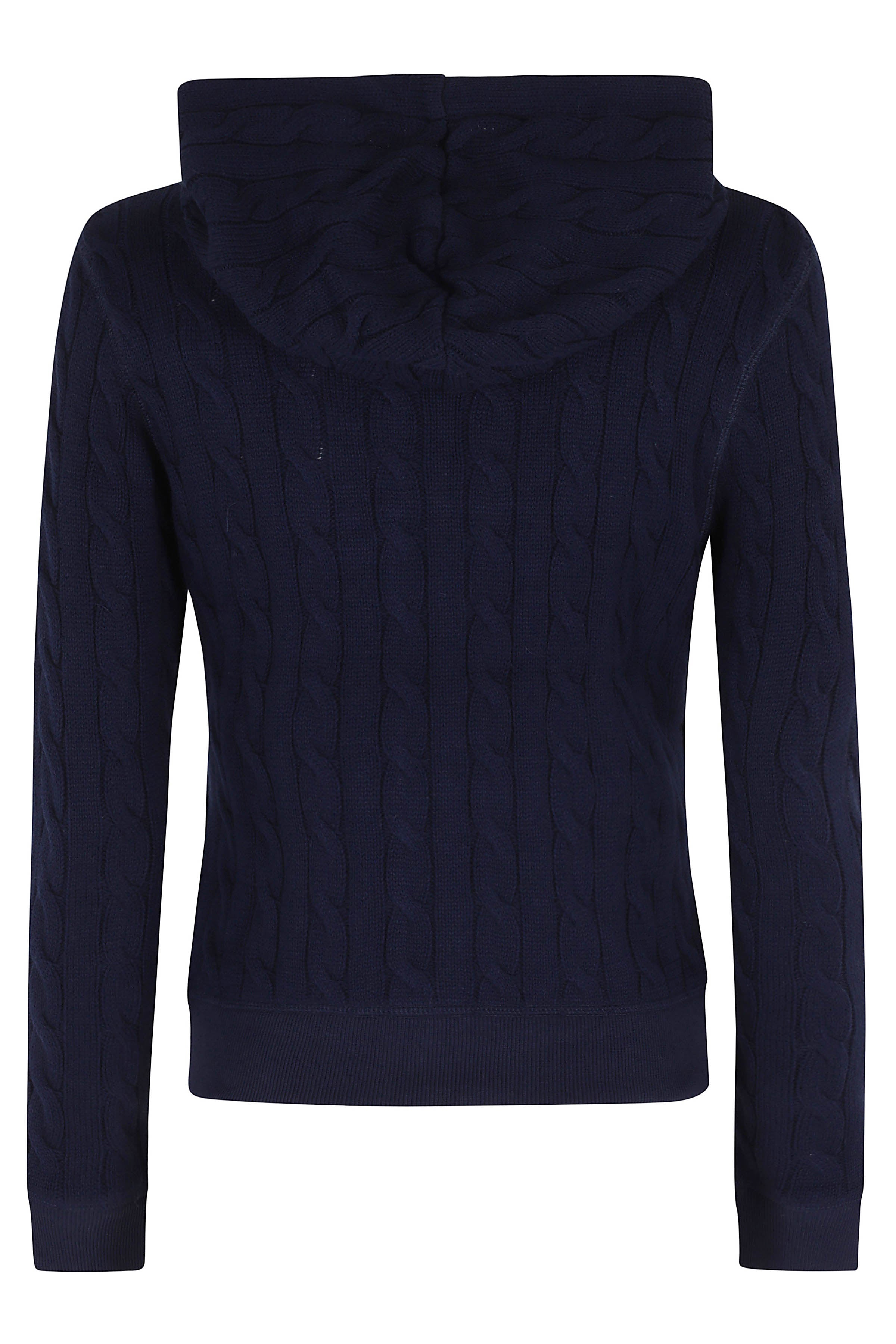 Long Sleeve Full Zip Blue Cotone Maglia