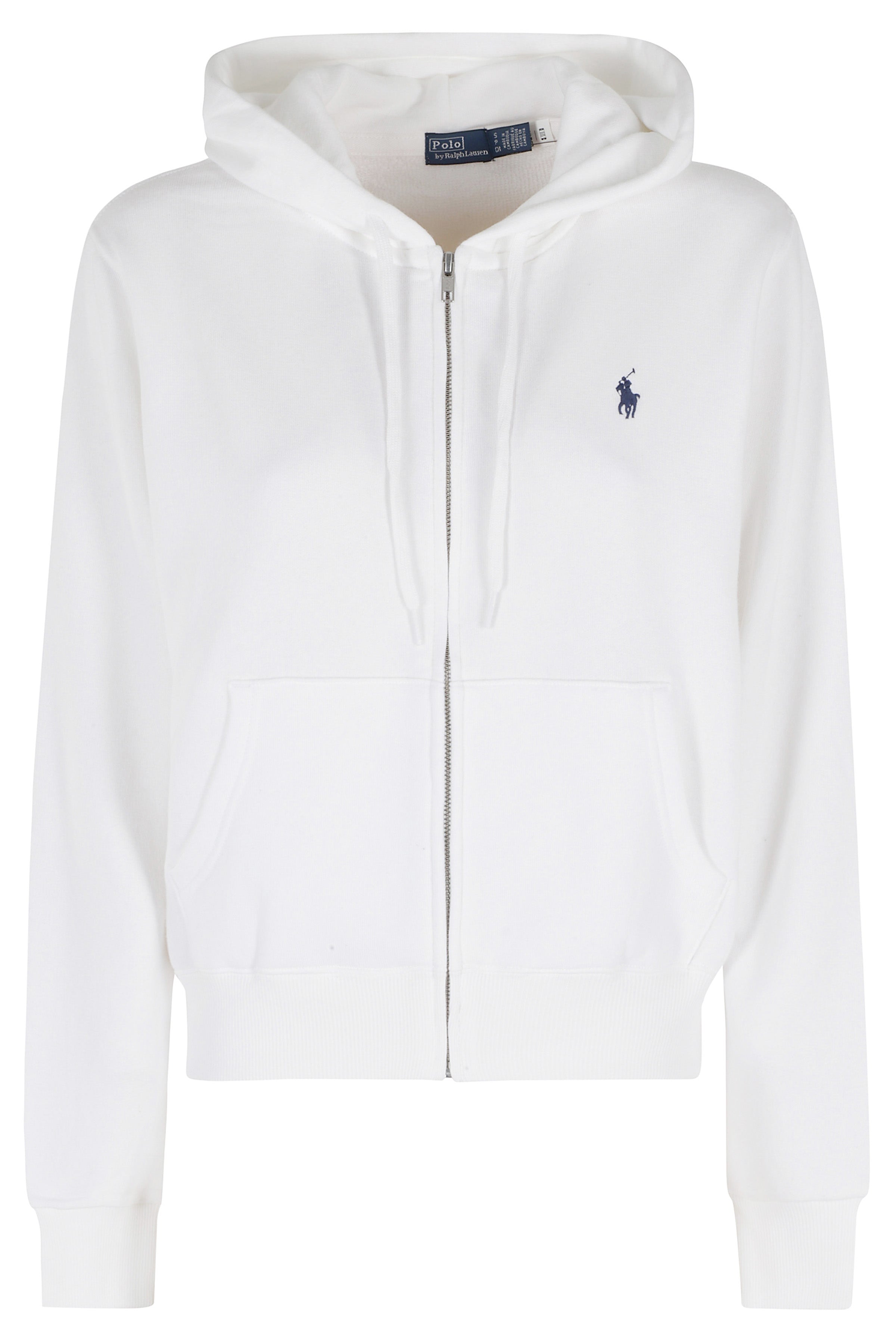 Full Zip Sweatshirt White Cotton Polyester Felpa