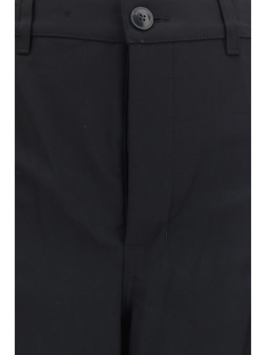Tailored Wide-Leg Trousers Black Fleece Wool (ovis Aries)