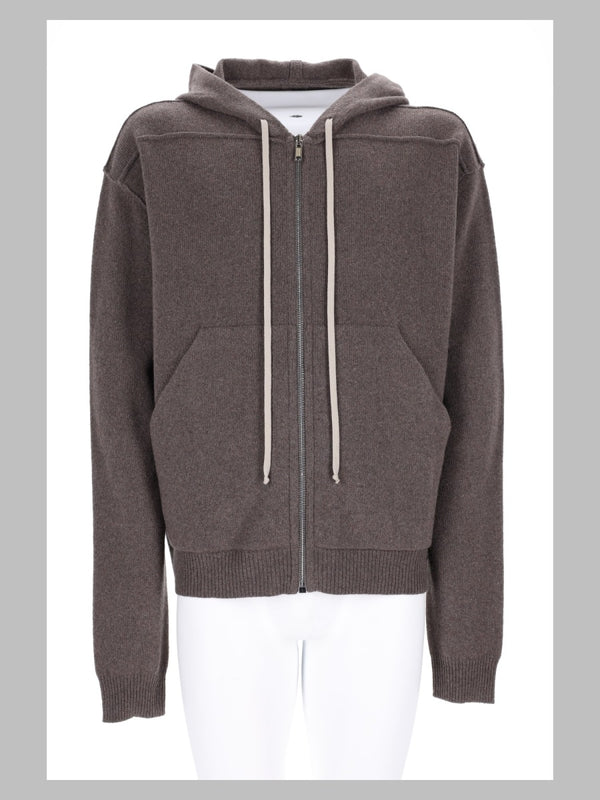 Cashmere Knit Hoodie Brown Jacket