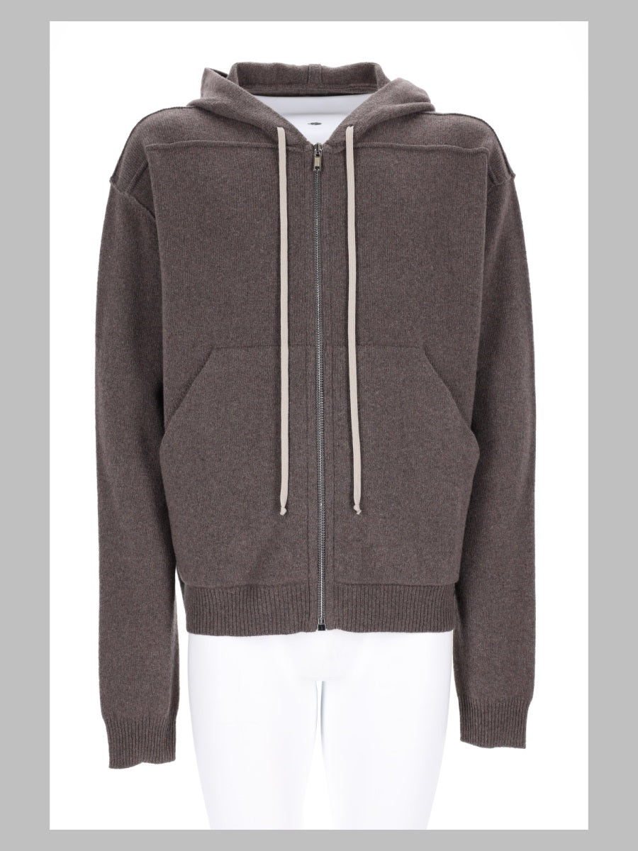 Cashmere Knit Hoodie Brown Jacket