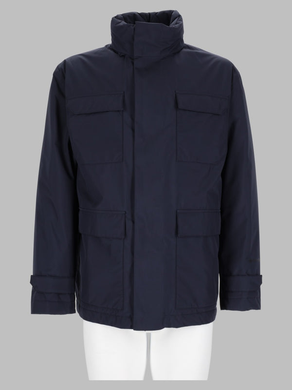 High Neck Jacket Blue Polyester