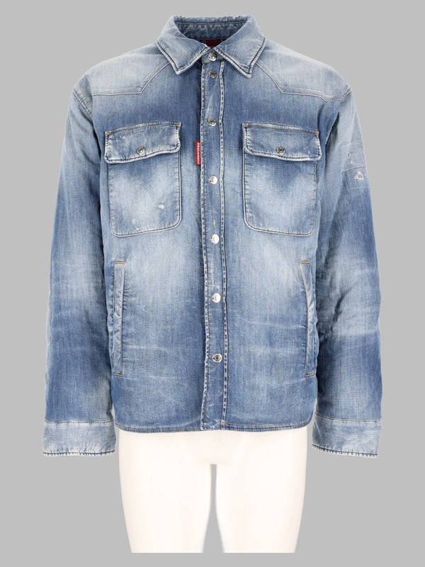 Denim Shirt Medium Perfecto Puffy Blue Cotton