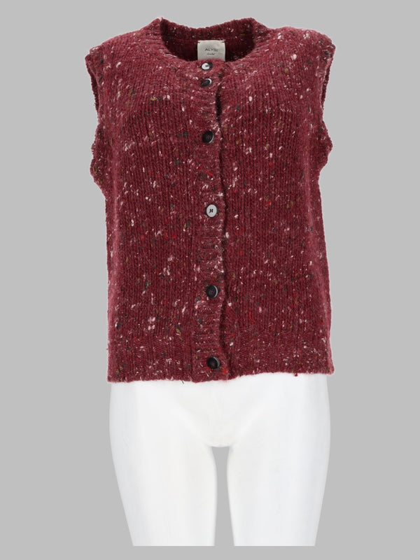 Knitted Gilet Bordeaux Wool Blend Merino Waistcoats & Gilets