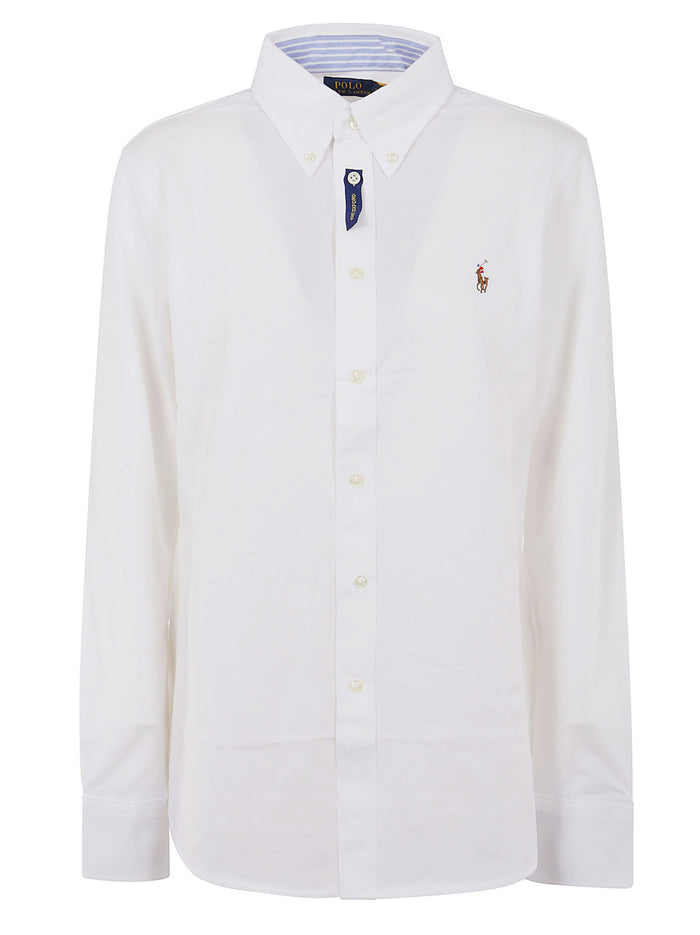 Ls Heidi-skinny-long Sleeve-knit White Cotton Camicia