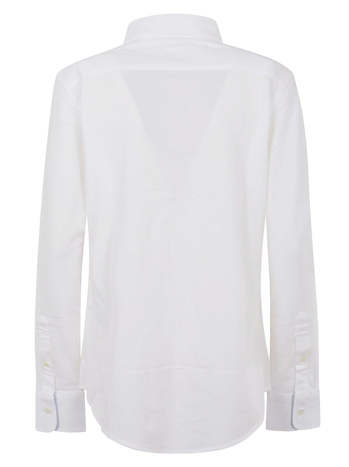 Ls Heidi-skinny-long Sleeve-knit White Cotton Camicia