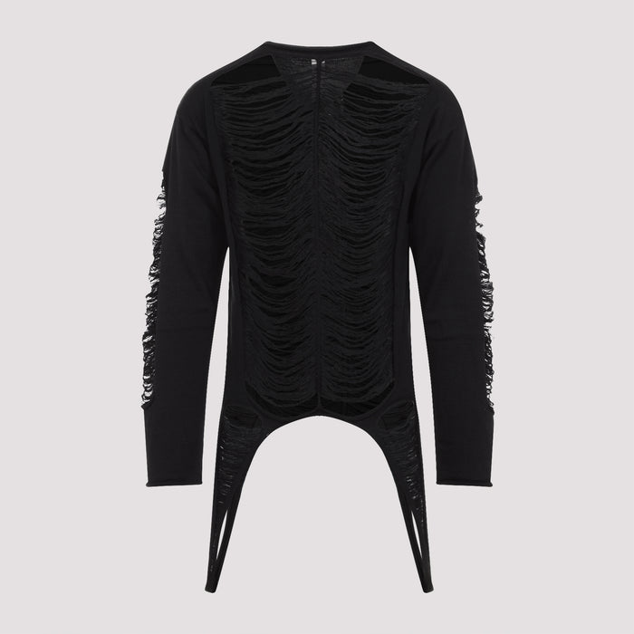 Long Sleeves Top Black Virgin Wool