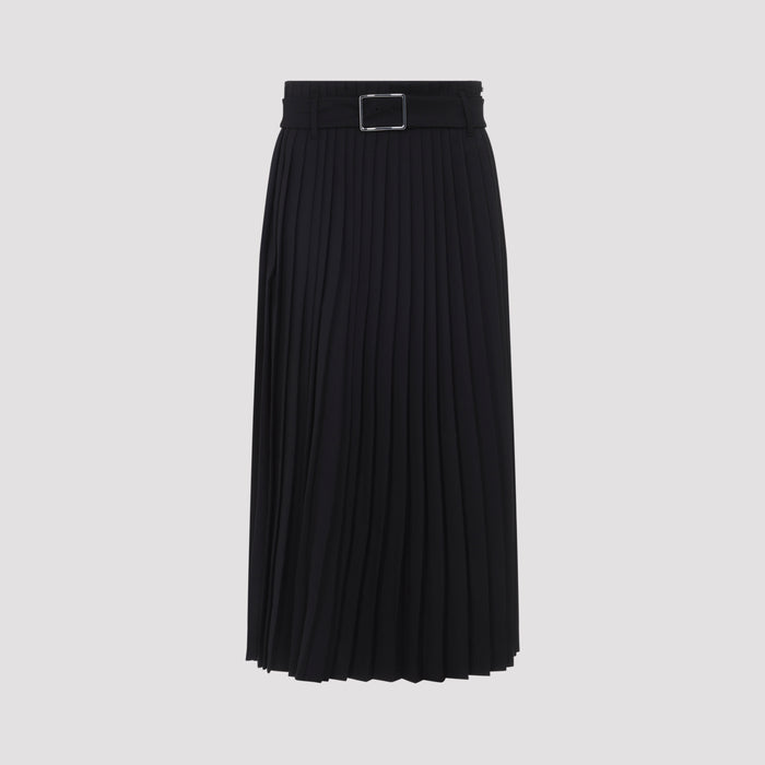 Panteon Midi Skirt Black Virgin Wool Polyester