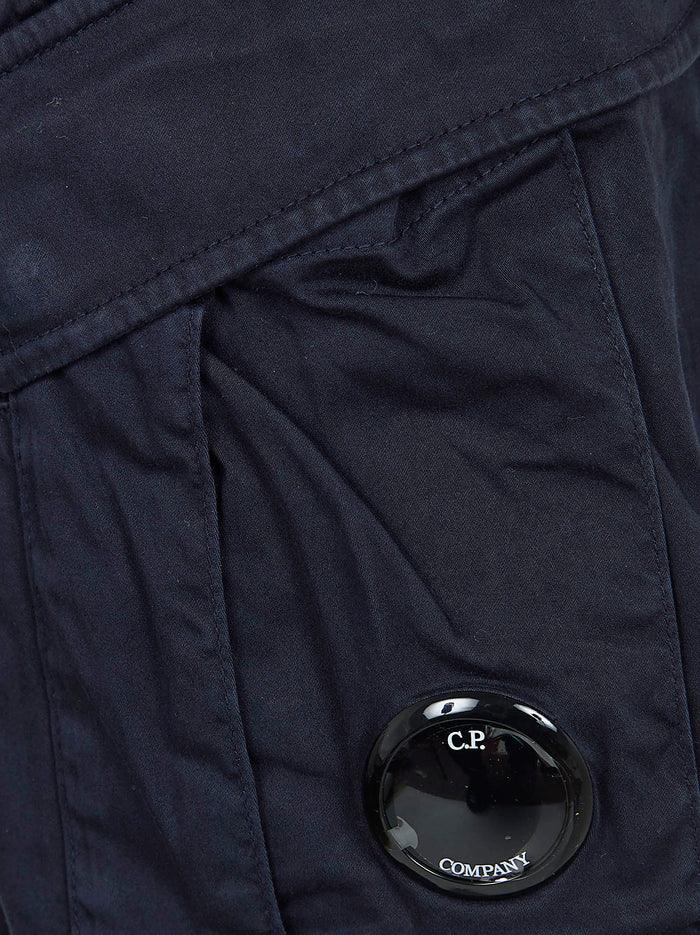 Stretch Sateen Cargo Lens Shorts Blue Co Ea Pantaloni