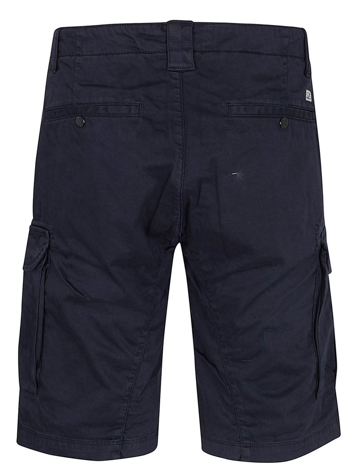 Stretch Sateen Cargo Lens Shorts Blue Co Ea Pantaloni