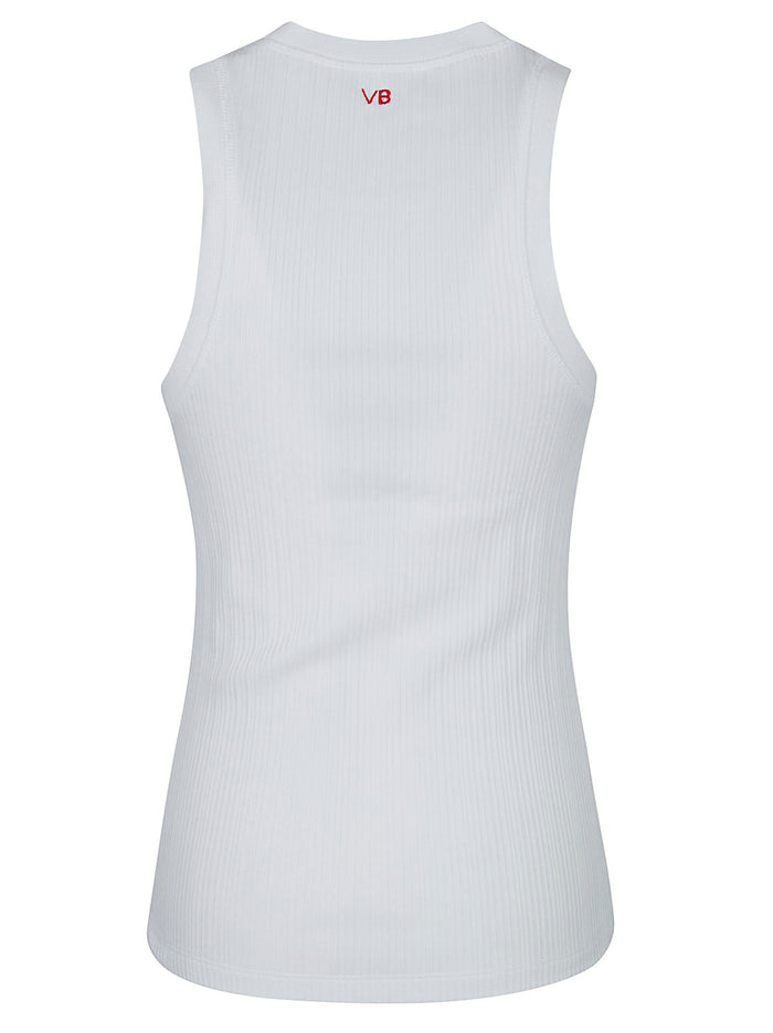 Rib Tank White Cotton Tops