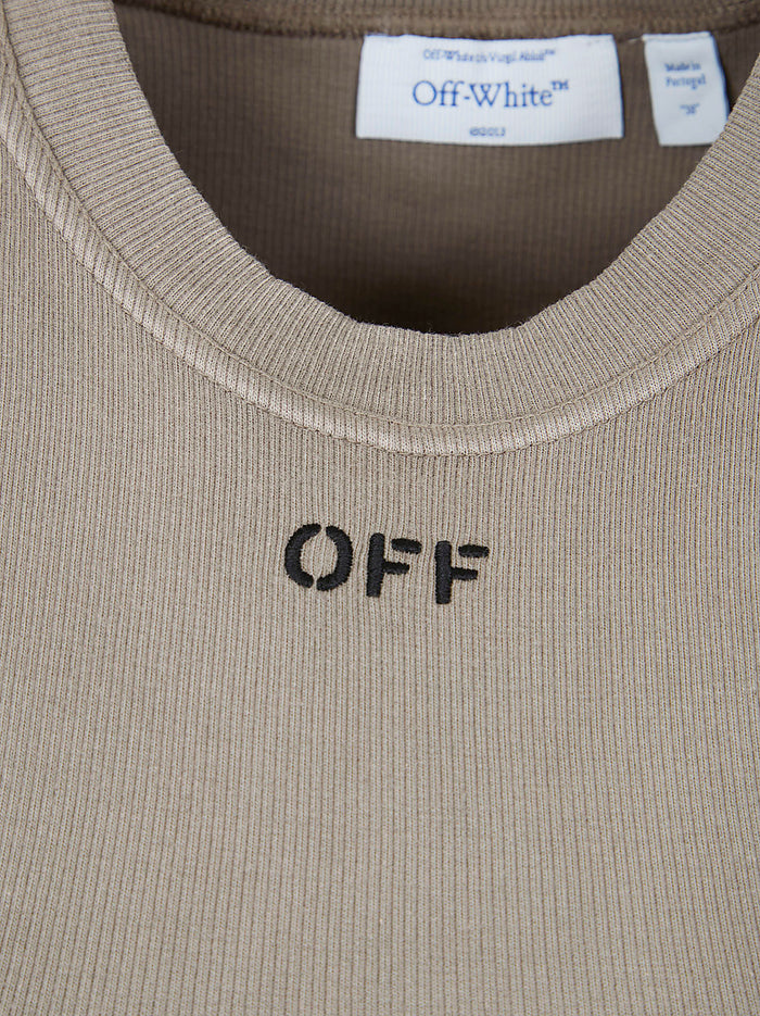 Off Stamp Rib Kat Top Washed Stone - Grey Cotton-elastane