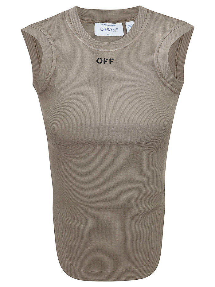 Off Stamp Rib Kat Top Washed Stone - Grey Cotton-elastane