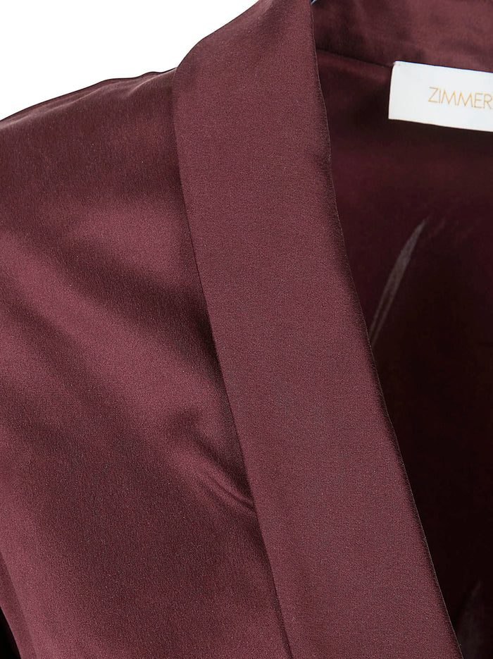 Silk Wrap Midi Dress Brown Abito
