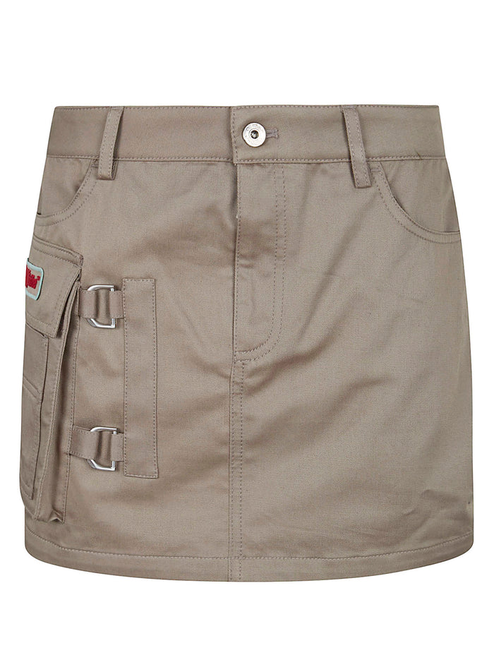 Co Gab Pocket Mini Skirt Fungi Grey Cotton Gonna