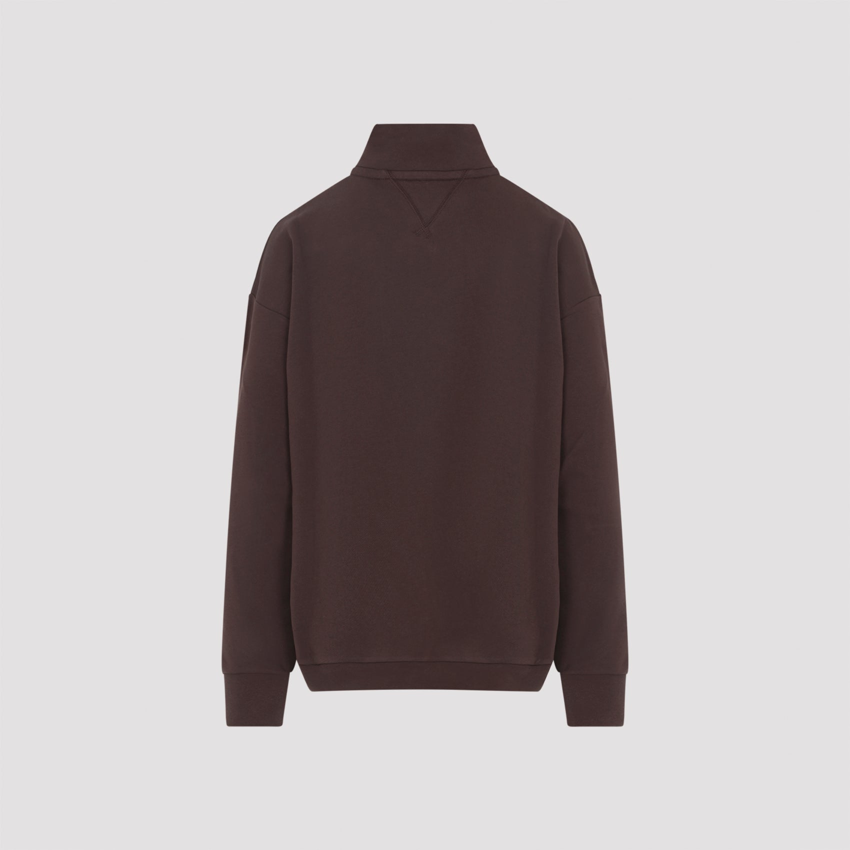 Half Zip Sweatshirt Brown Cotton
