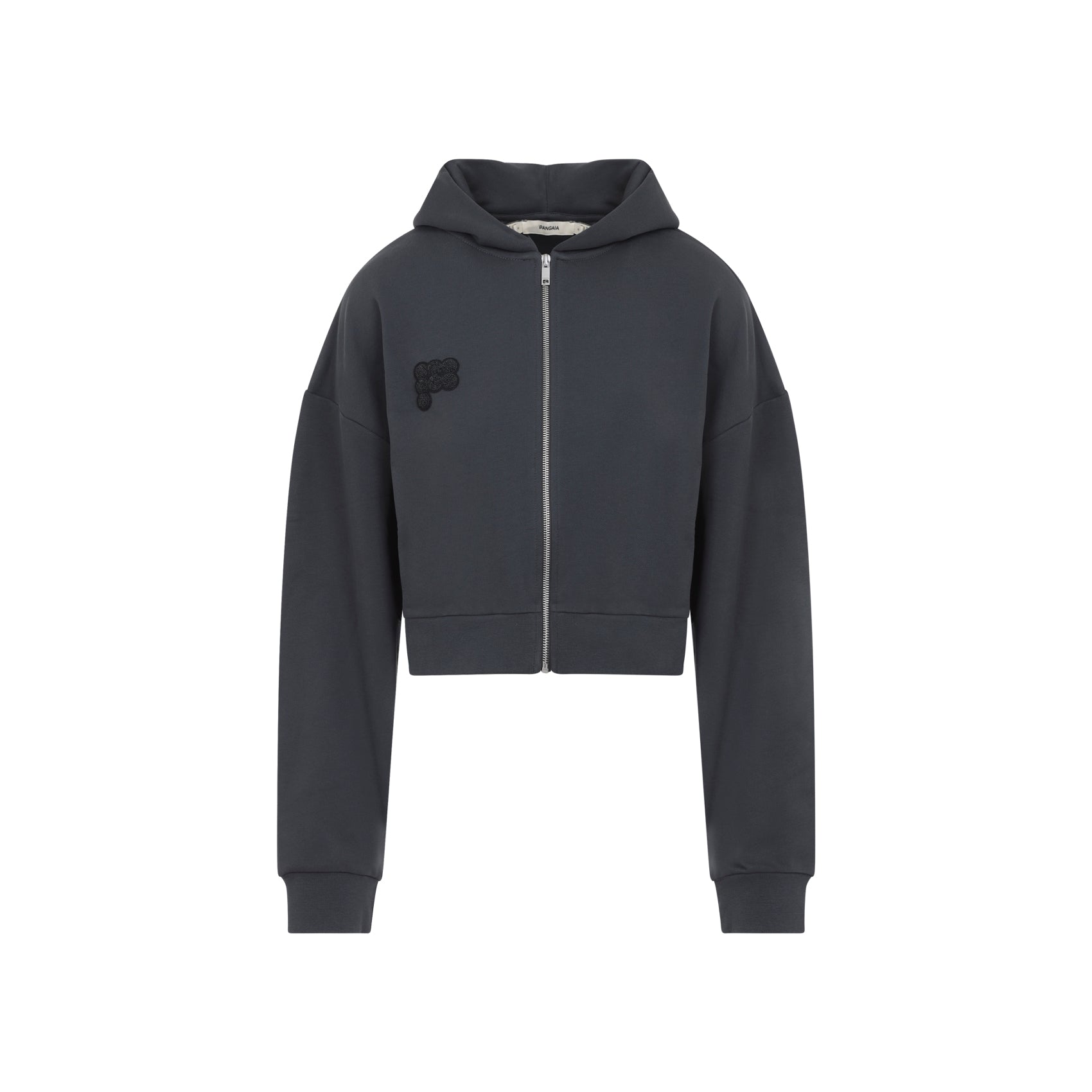 Cropped Zip Up Hoodie Black Cotton Sweatshirt