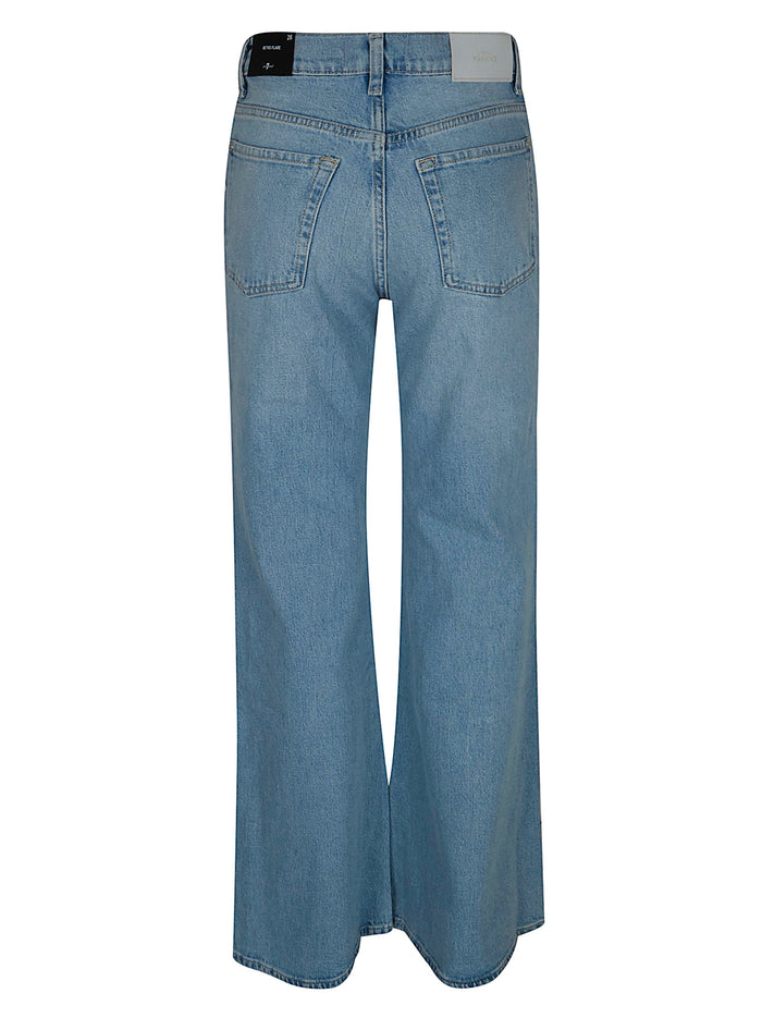 Retro Flare Blue Cotton Elastane Jean