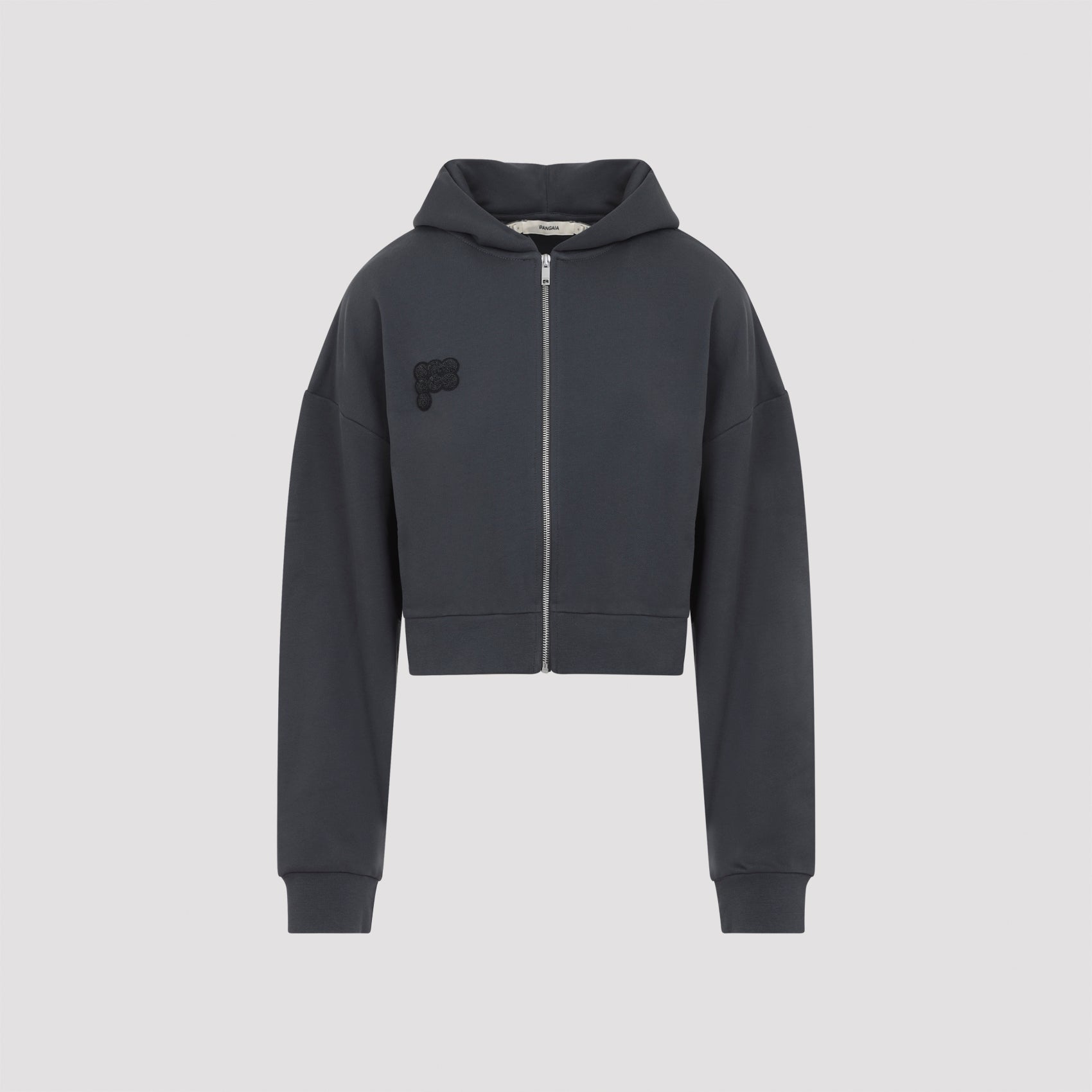 Cropped Zip Up Hoodie Black Cotton Sweatshirt