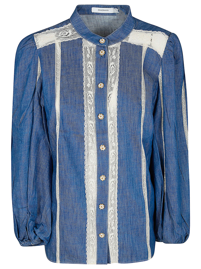 Awaken Denim Shirt Blue Cotton Camicia