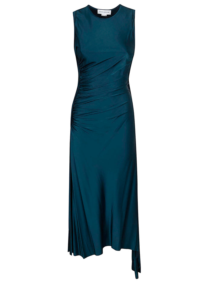 Sleeveless Twist Detail Dress Blue Viscose Elastane Abito