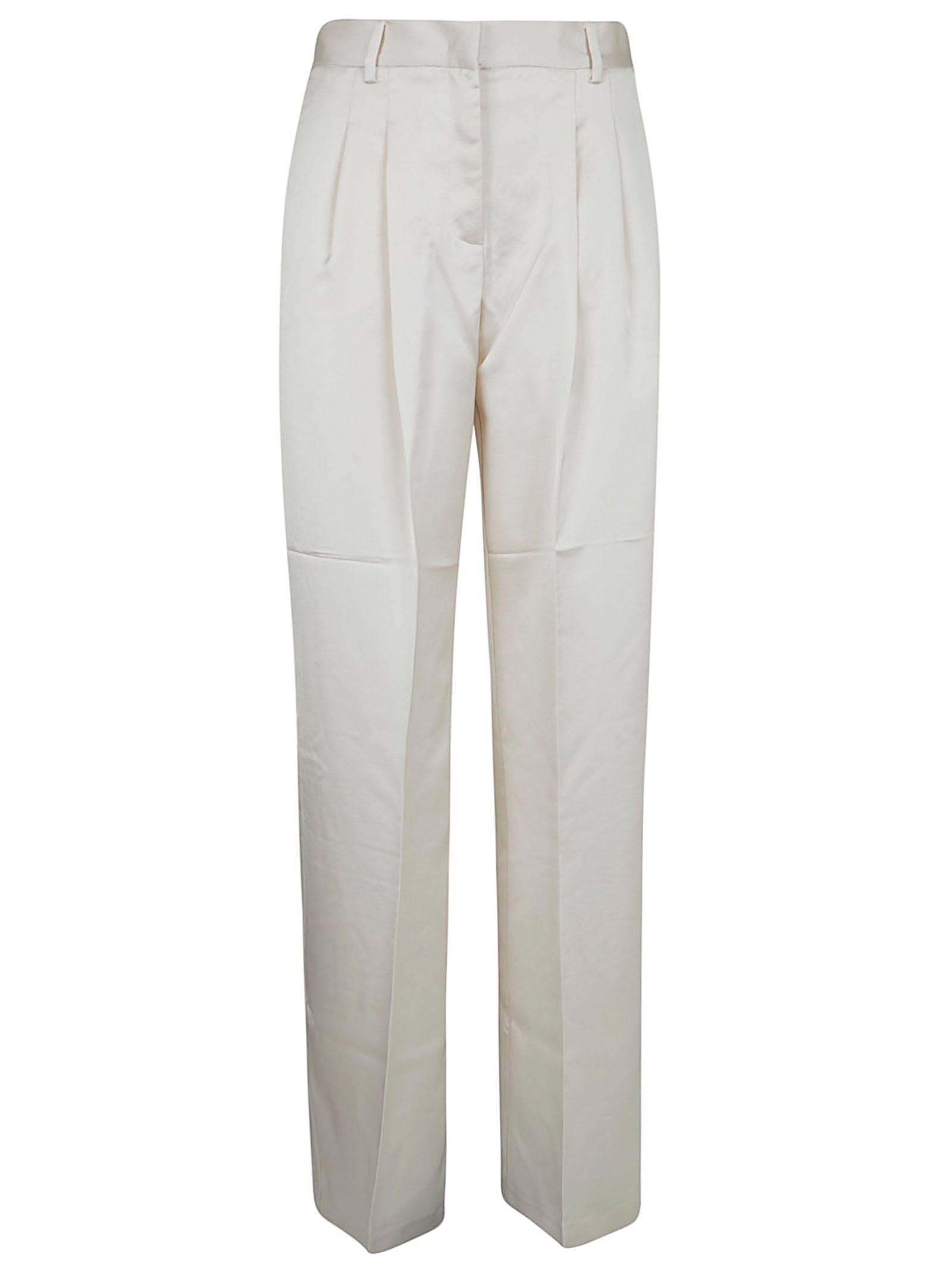 Nathalie - High Waisted Pants White Pantaloni