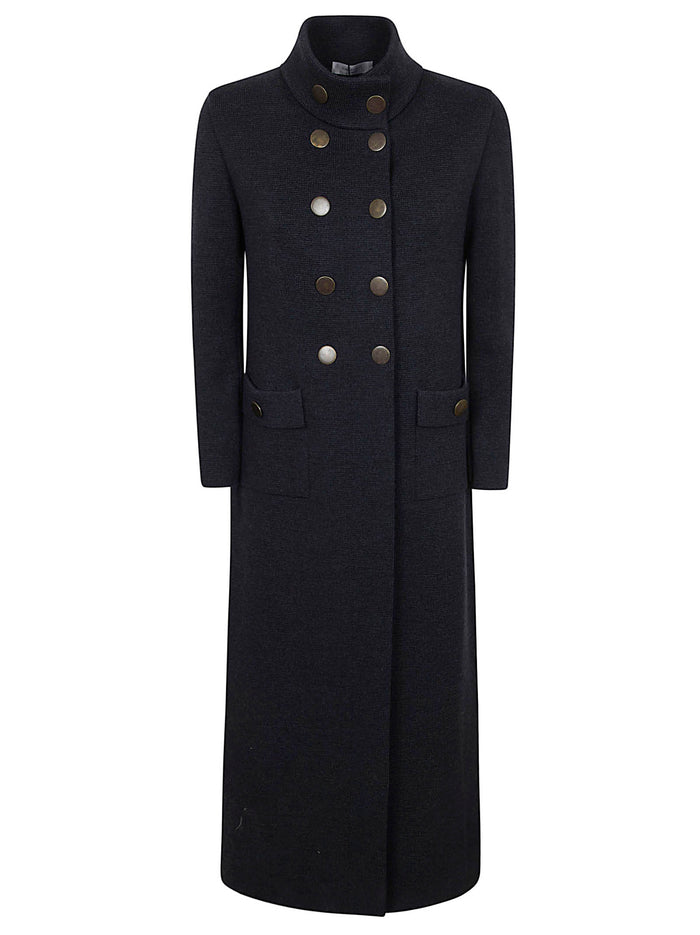 Long Coat Grey Wool Cappotto