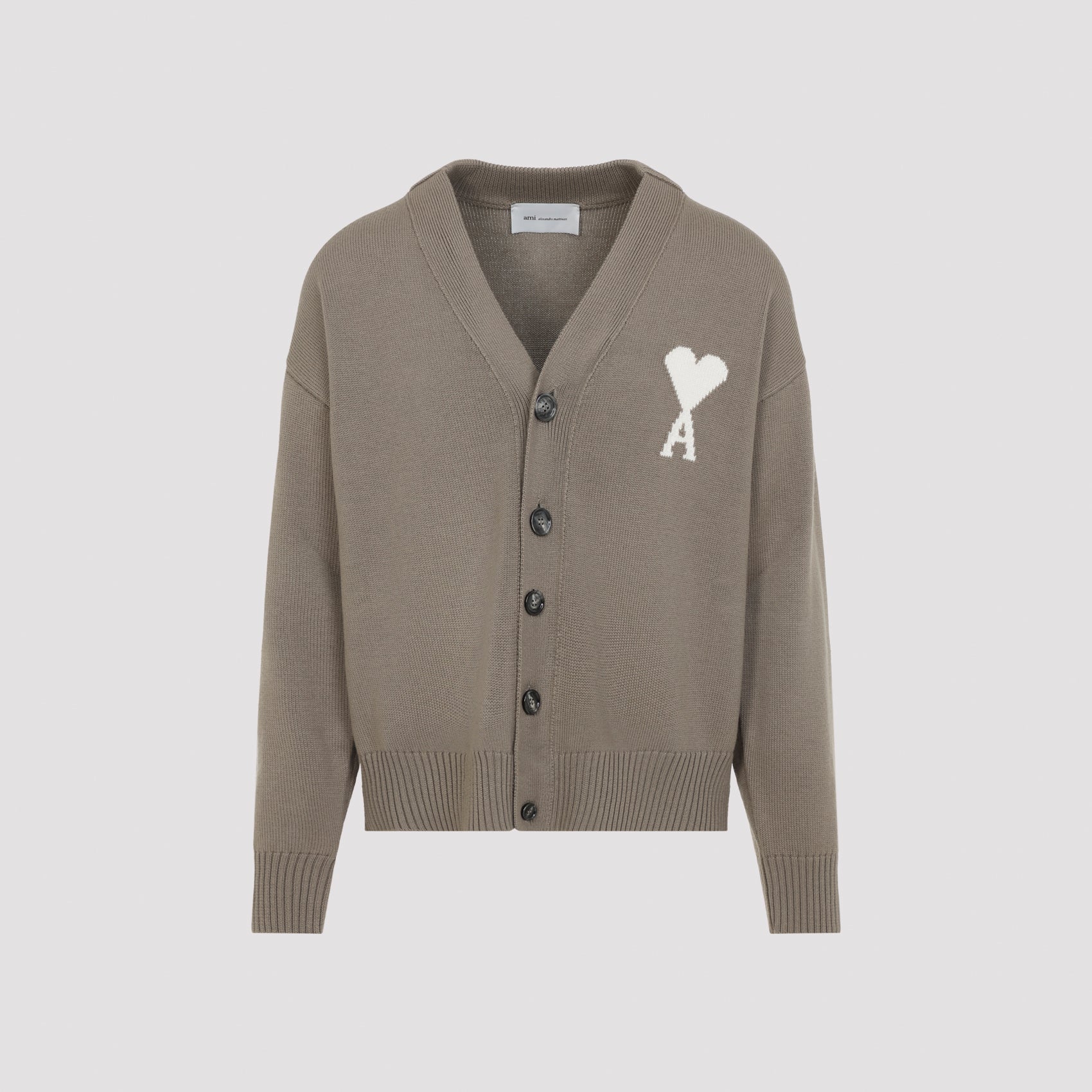 Ami Wool Cardigan Nude & Neutrals Cotton Sweater
