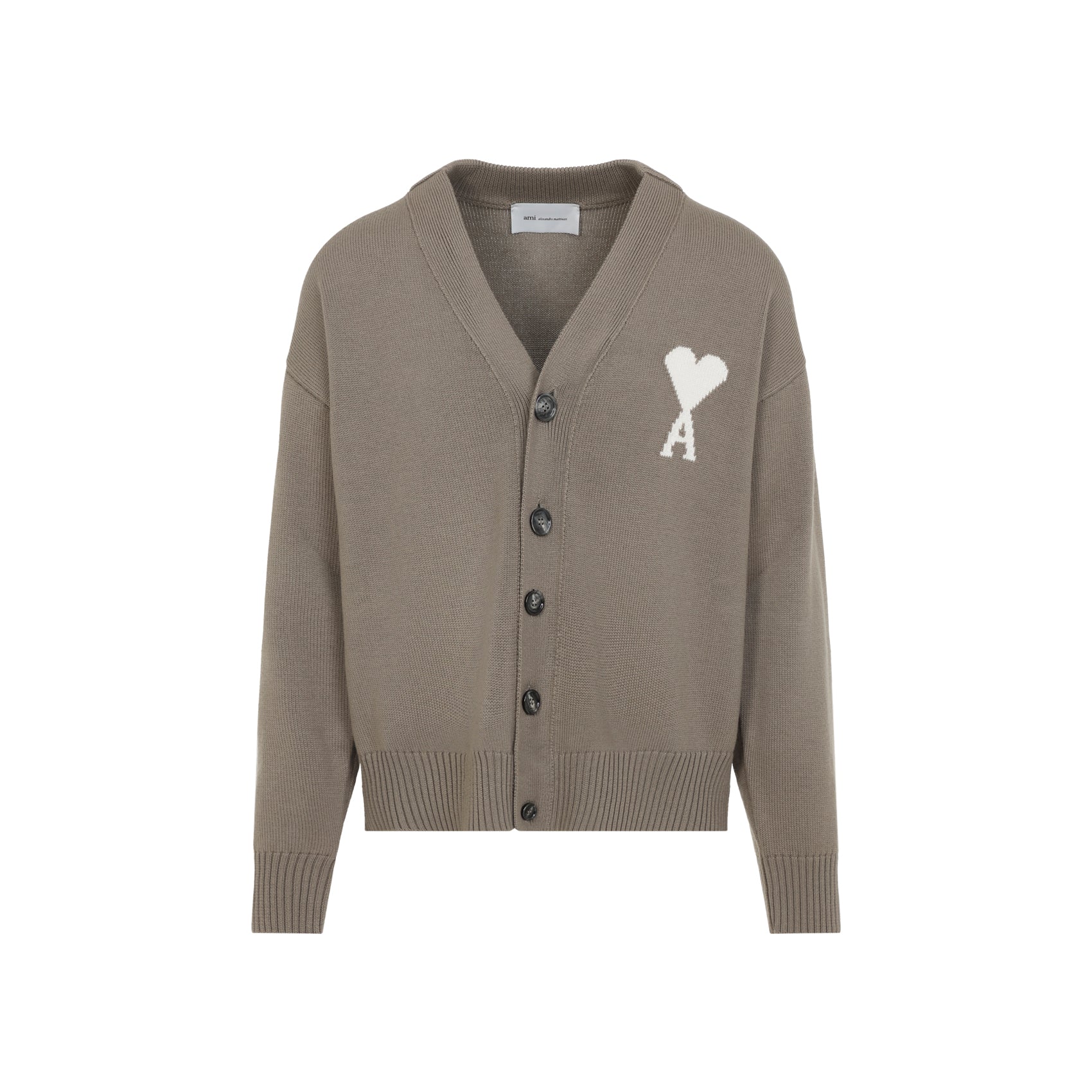 Ami Wool Cardigan Nude & Neutrals Cotton Sweater