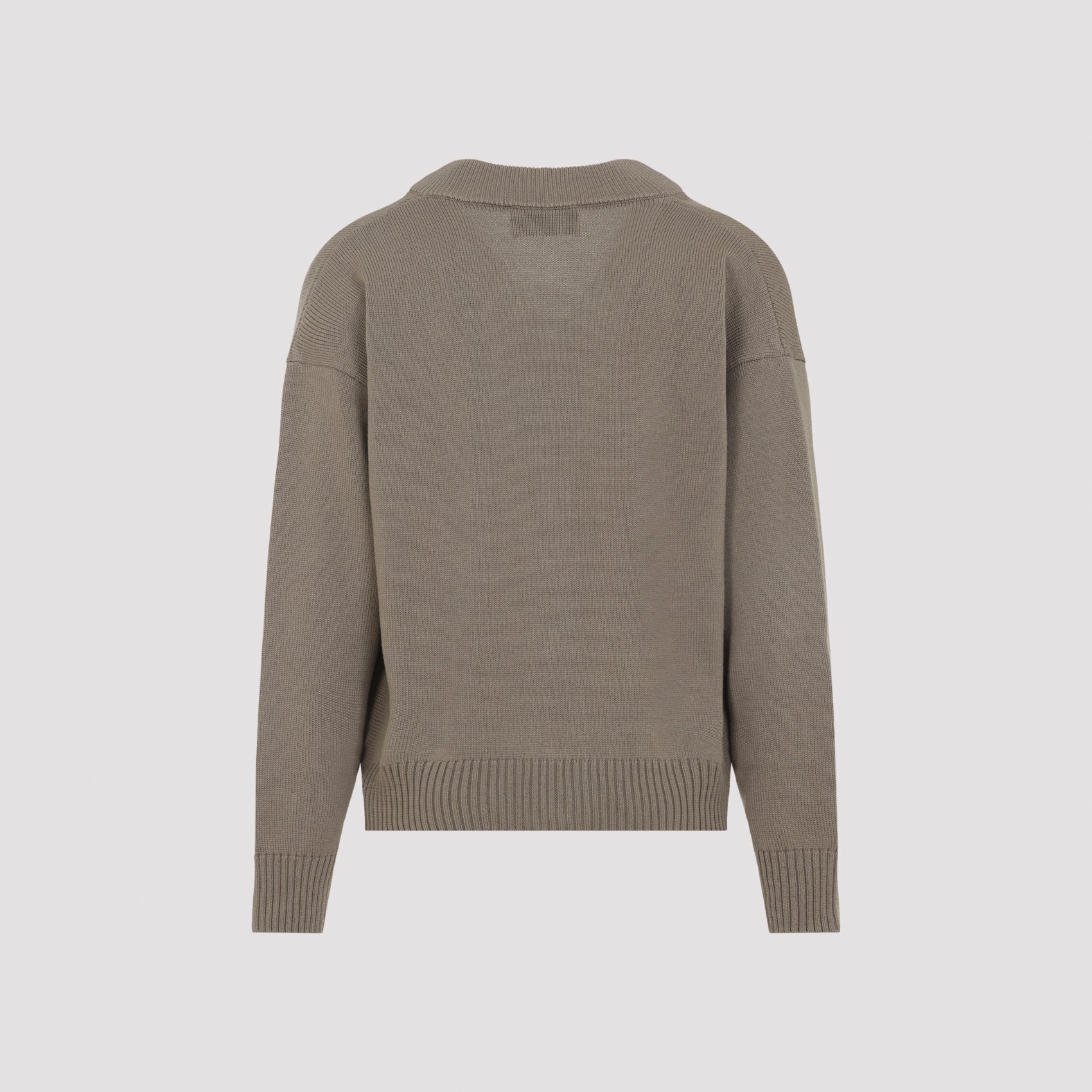 Ami Wool Cardigan Nude & Neutrals Cotton Sweater
