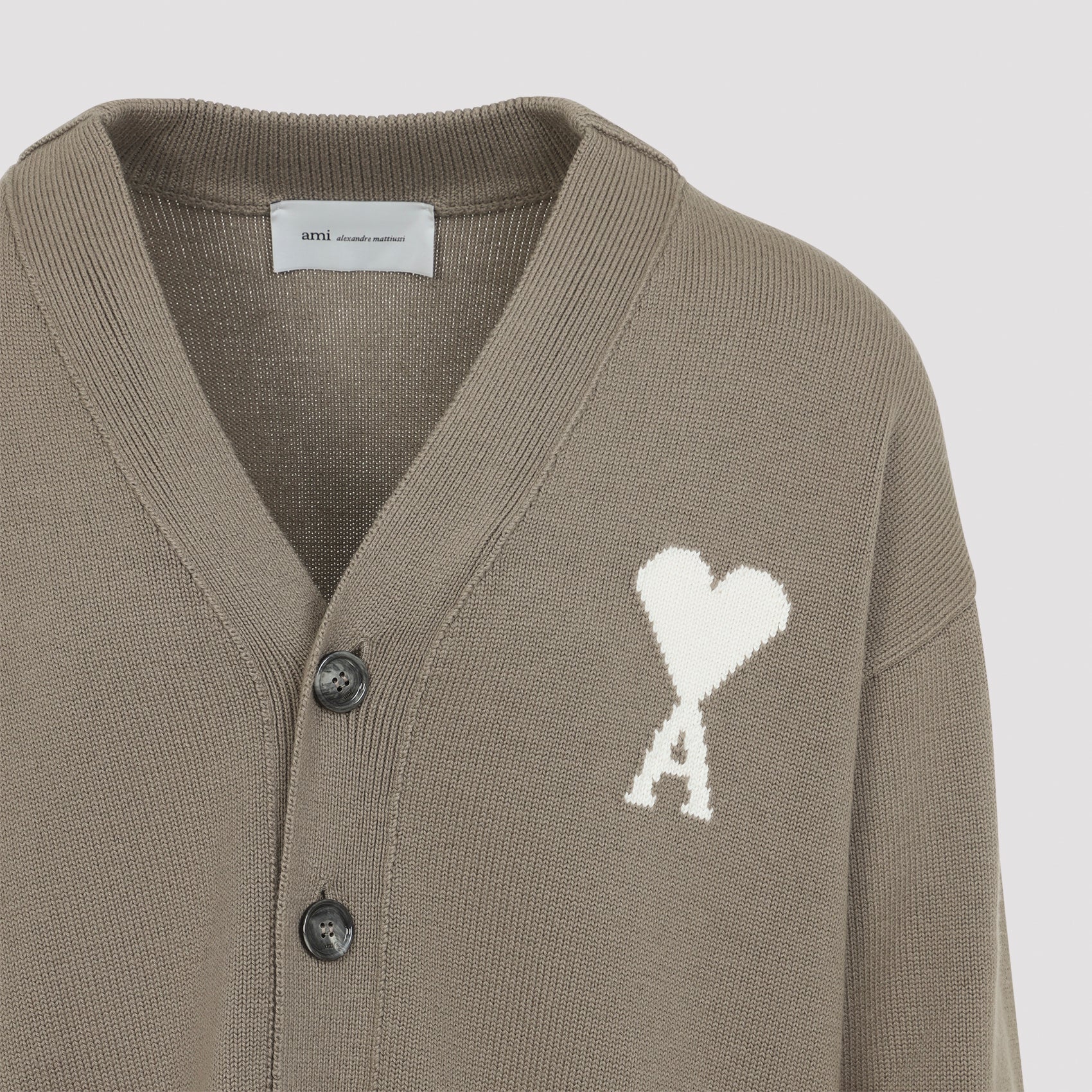Ami Wool Cardigan Nude & Neutrals Cotton Sweater