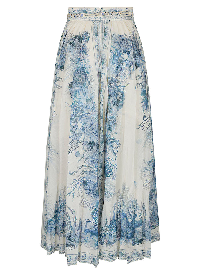 Wanderlust A-line Maxi Skirt Blue Cotton Gonna