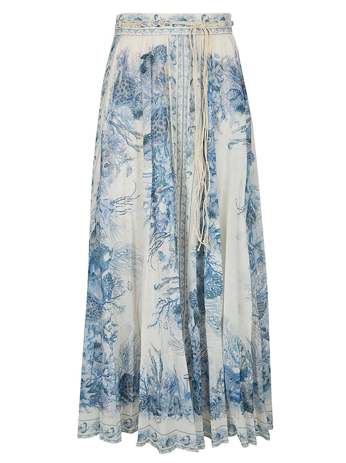 Wanderlust A-line Maxi Skirt Blue Cotton Gonna