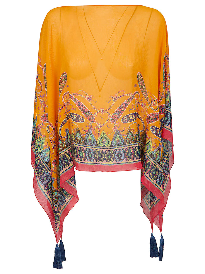 Womens Poncho Multicolour Seta Giacca