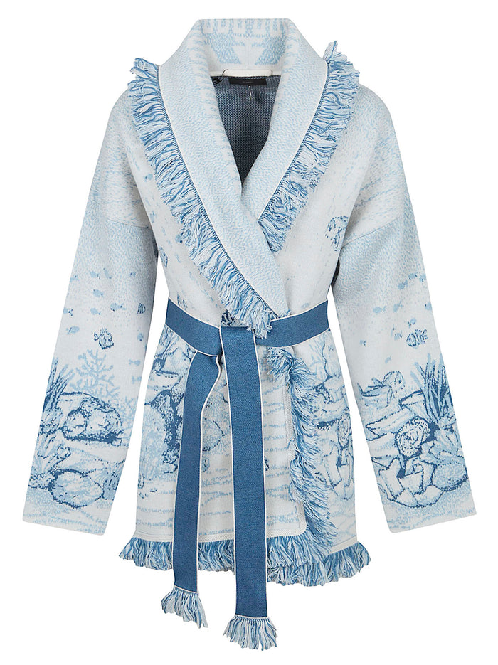 Deep In The Ocean Cardigan White Wo Pa Maglia