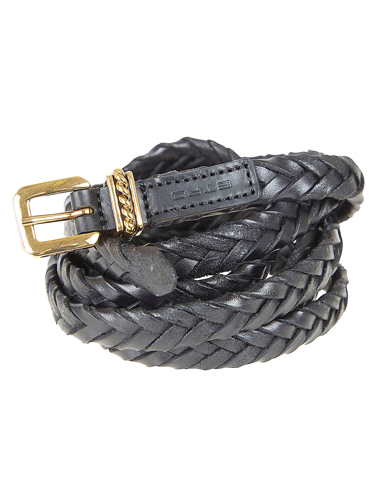 Belt Leather + Weave 1,5cm Black | _pellebovina Cintura