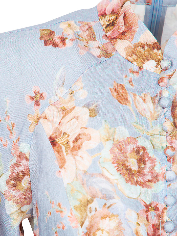 Awaken Billow Long Dress Multicolour Linen Abito