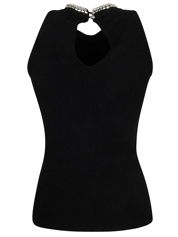 Haut Black Viscose Polyamide Top