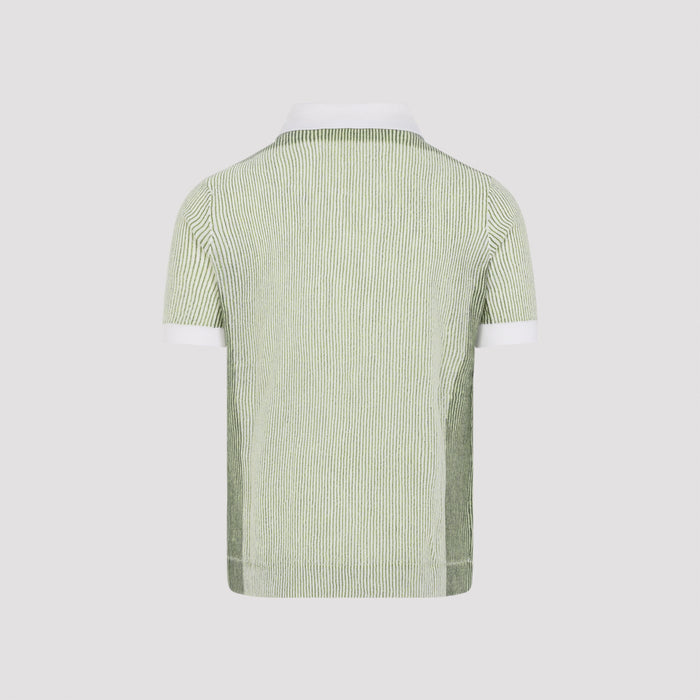 Vertical Stripe Polo Shirt Green